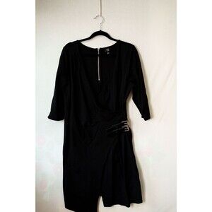 6th & LN womens black dress wrap buckle goth witchy 3/4 sleeve 14